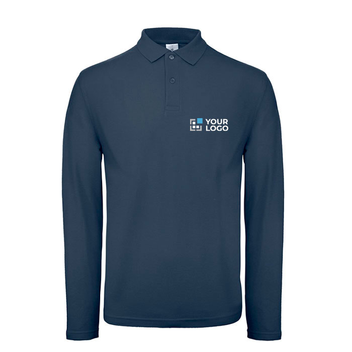 Katoenen polo met lange mouwen voor heren 180 g/m² B&C met jouw bedrukking