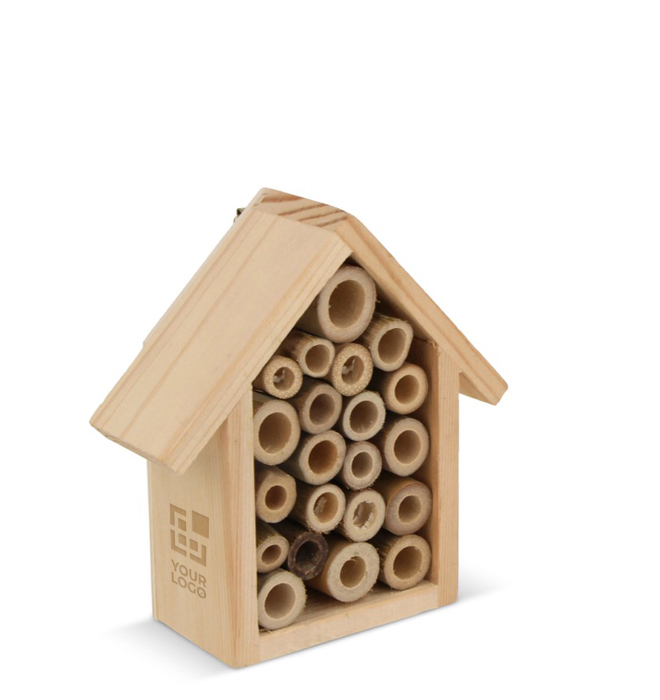 Kleine ecologische bijenhuis gemaakt van FSC hout met jouw bedrukking