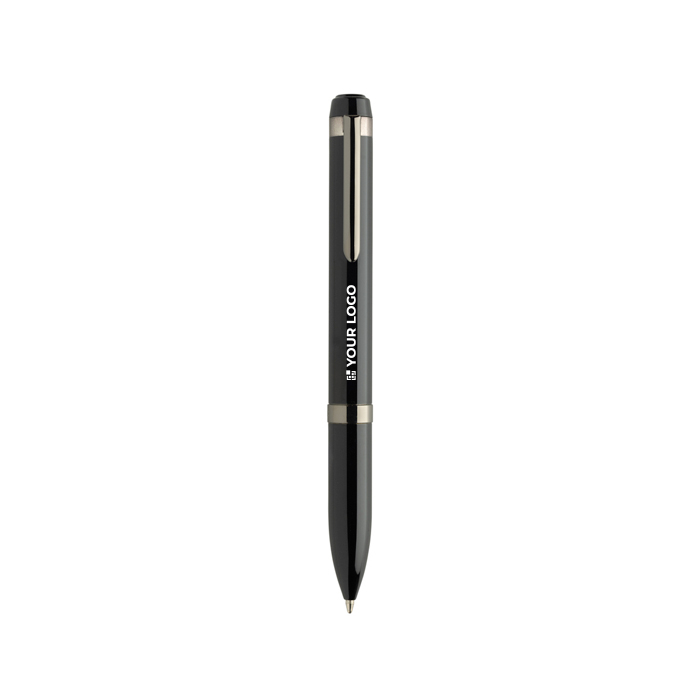 Metalen pen met soepele draaimechaniek Swiss Peak blauwe inkt 1200 m