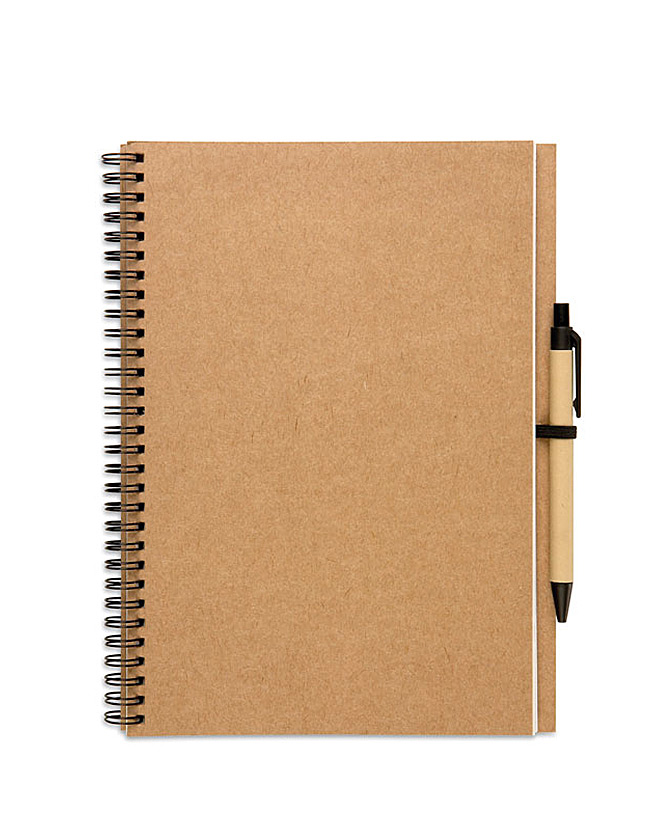 Reclame notitieboekje van gerecycled papier kleur beige