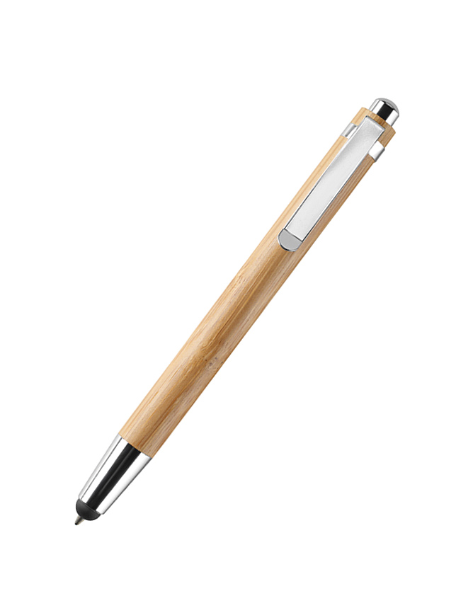 Bamboe pen met touch tip kleur hout