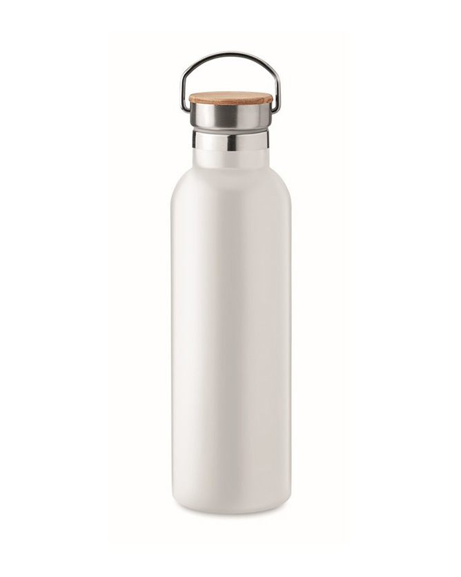 Thermische waterfles met logo en draagring weergave met jouw bedrukking