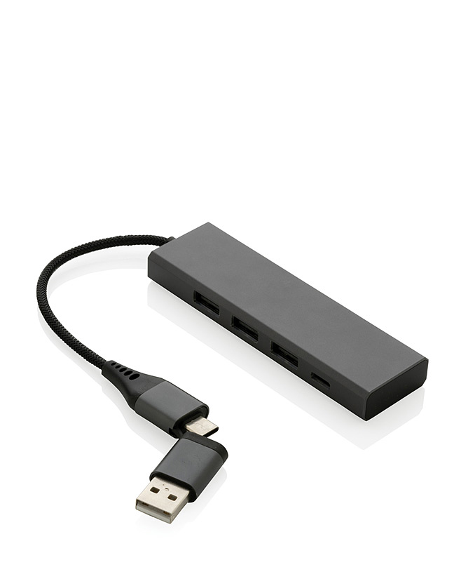 USB-hub van gerecycled plastic met 4 poorten