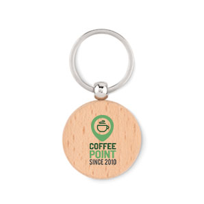 Houten sleutelhanger met logo